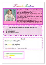 English Worksheet: Hannah Montana