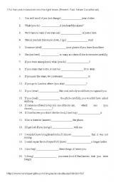 English Worksheet: Conditionals 1st 2nd 3rd