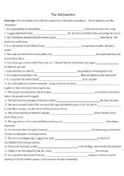 English Worksheet: The Subjunctive