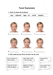 English Worksheet: Facial expressions