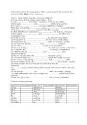 English worksheet: comperative