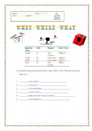 English Worksheet: WH questions