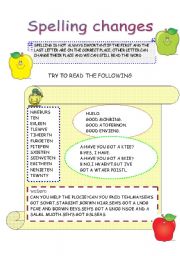 English Worksheet: Spelling changes