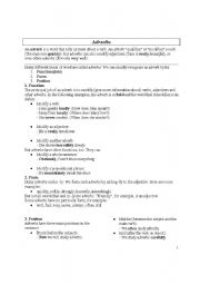English Worksheet: adverbs and prepositions