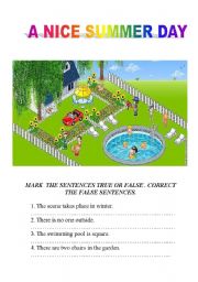 English Worksheet: a nice summer day