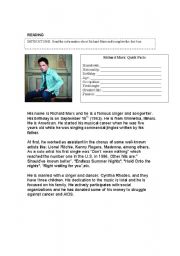 English Worksheet: Reading PERSONAL INFORMATION