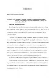 English Worksheet: pollution