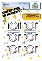 English Worksheet: FOOD - Queen Bee is hungry! - 2