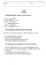 English worksheet: Present Indefinite or Present Continuous/ Have or has?