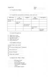English worksheet: Present To Be
