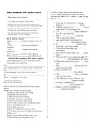 English Worksheet: must -have to