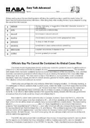 English Worksheet: Advanced Conversation Swine Flu Activity