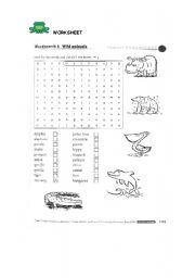 English worksheet: animals wordsearch