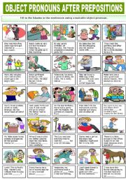 English Worksheet: OBJECT PRONOUNS AFTER PREPOSITIONS