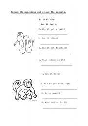 English worksheet: animals