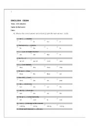 English worksheet: general exam for elementary students