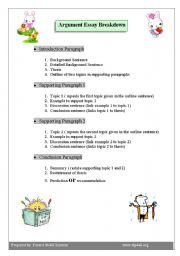 English Worksheet: Argument Essay Breakdown