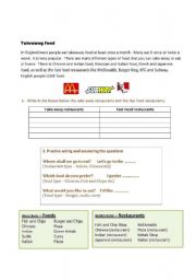 English Worksheet: Eating Out WS2 - Takeaway Food