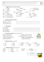 English Worksheet: Verb To Be