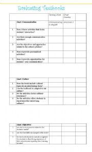 English worksheet: evaluating textbooks