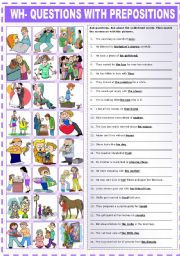 English Worksheet: WH-QUESTIONS WITH PREPOSITIONS