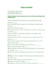 English Worksheet: cirque du solei
