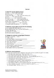 English Worksheet: object pronouns