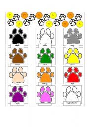 English Worksheet: paw colors