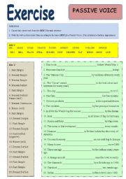 English Worksheet: Exercise  -- Passive Voice