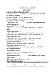 English Worksheet: friends and personalities