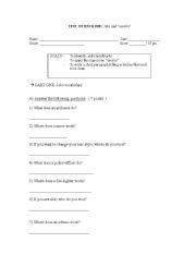 English worksheet: Test about Jobs and 