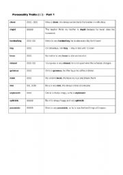 English Worksheet: Personality vocabulary and worksheets (English/Korean)