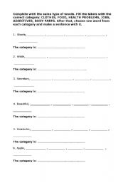 English Worksheet: Vocabulary test
