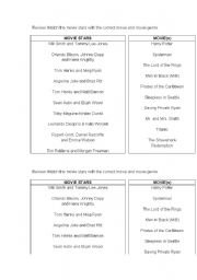 English worksheet: Movie Stars and Movie genres quiz