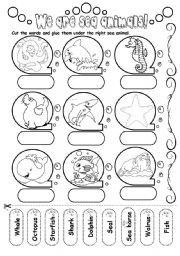 English Worksheet: We are sea animals!