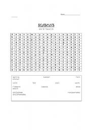 English worksheet: Seasons wordsearch