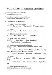 English Worksheet: When to use capital letters