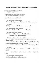 English worksheet: When to use capital letters