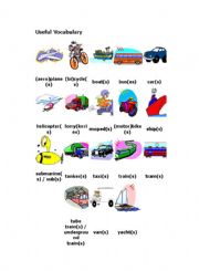 English worksheet: useful vocaburaly about  transport  and  dialogue