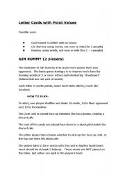 English Worksheet: Part 2 of 3  Vocabulary Card Game