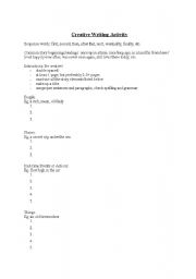 English worksheet: Story Writing Worksheet