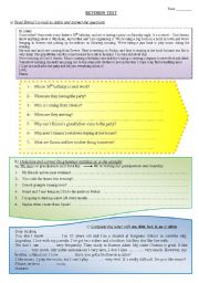 English Worksheet: exam on simple present, object pronouns, going to