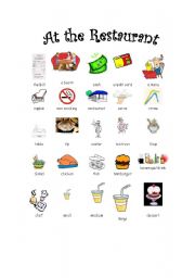 English Worksheet: Restaurant vocab + activity