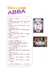 English worksheet: I HAVE A DREAM by ABBA