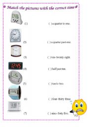 English worksheet: What time is it? ( Matching)