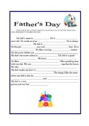English Worksheet: fathers day writing 