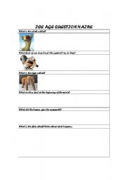 English worksheet: Ice age questionnaire