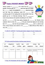 English Worksheet: POCKET MONEY