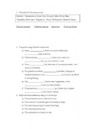 English worksheet: Vocabulary and grammar exercises