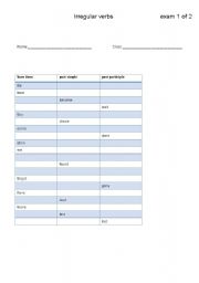English Worksheet: Irregular verbs